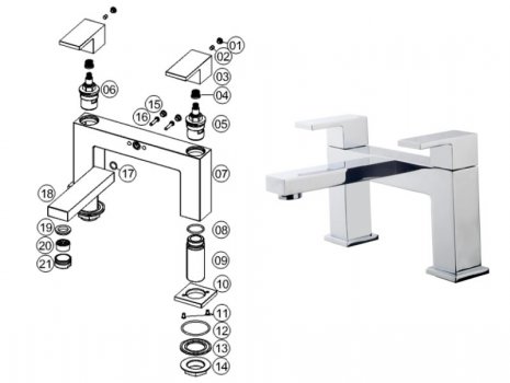 iflo Astria Bath Filler - Chrome (702975) spares breakdown diagram