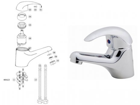 iflo Barcelona Basin Mixer - No Waste (295313) spares breakdown diagram