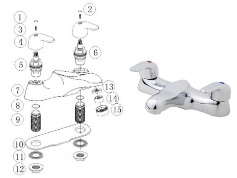 iflo Barcelona Bath Filler - Chrome (604588) spares breakdown diagram