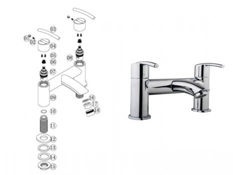 iflo Garda Bath Filler - Chrome (724740) spares breakdown diagram