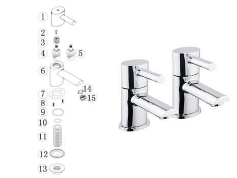 iflo Santerno Basin Taps - Chrome (714003) spares breakdown diagram