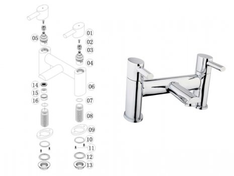 iflo Santerno Bath Filler - Chrome (714006) spares breakdown diagram