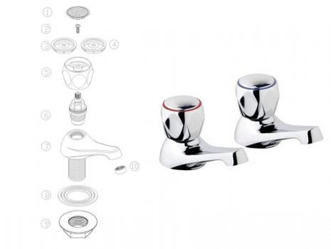 iflo Standard Base Bath Taps - Chrome (805773) spares breakdown diagram