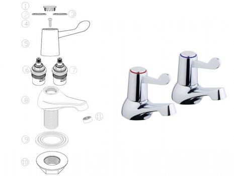 iflo Standard Lever Bath Taps - Chrome (805778) spares breakdown diagram