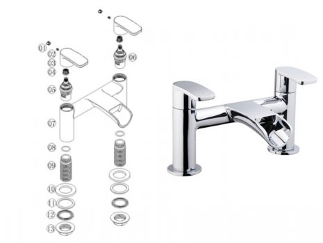 iflo Waterscade Bath Filler - Chrome (349994) spares breakdown diagram