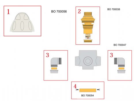Inta Flo Eco thermostatic shower valve spares breakdown diagram
