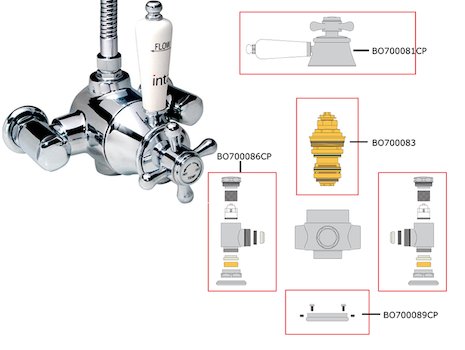 Inta Traditional exposed mixer shower (50014CP) spares breakdown diagram