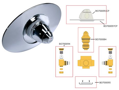 Intaflo Modern concealed shower (30015CP) spares breakdown diagram