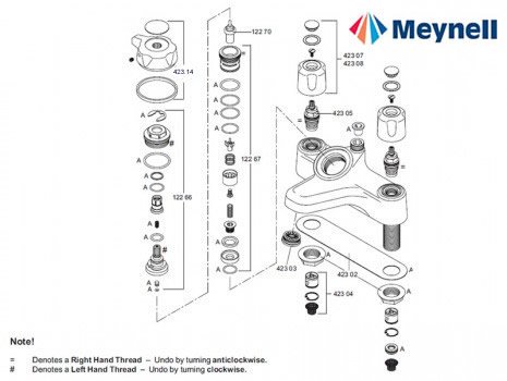 Meynell Bonus Bath Shower Mixer Mk2 (PEBS0026.1P) spares breakdown diagram