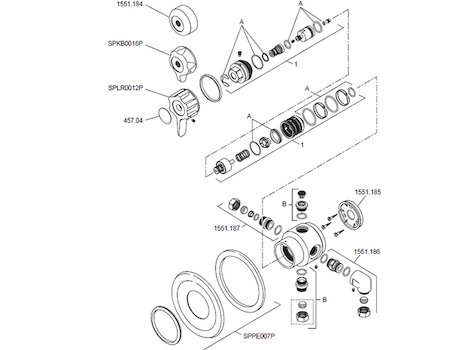 Meynell V8-3B thermostatic shower valve (PRSM0563P) spares breakdown diagram