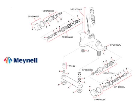 Meynell Niagara TBS Bath/shower mixer (Niagara TBS) spares breakdown diagram
