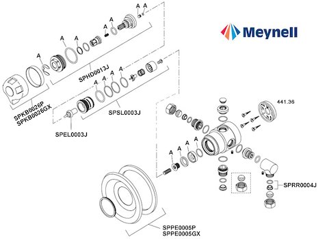 Meynell Safemix V6 (V6) spares breakdown diagram