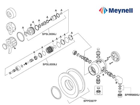 Meynell Safemix V8/3 L (PESM0625P) spares breakdown diagram