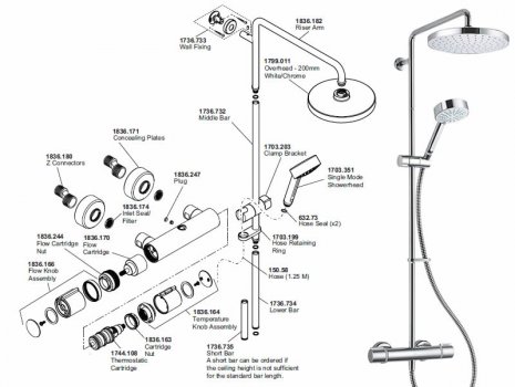 Mira Atom ERD bar mixer shower - Mk3 spares breakdown diagram