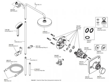 Mira Beacon Dual ERD Mixer Shower - Chrome (1.1944.001) spares breakdown diagram