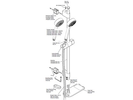 Mira Beat shower fittings kit - chrome (2.1703.016) spares breakdown diagram