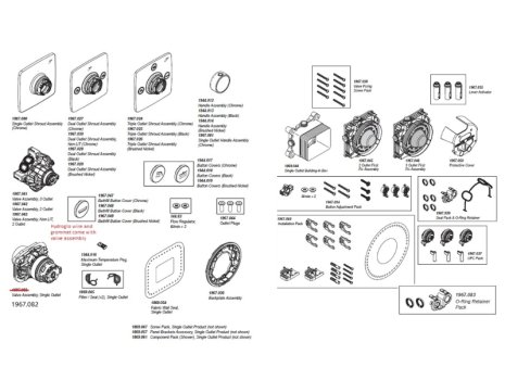 Mira Evoco Dual Outlet Thermostatic Mixer Shower (With HydroGlo) - Chrome (1.1967.002) spares breakdown diagram