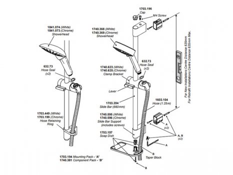 Mira L16J shower fittings spares breakdown diagram