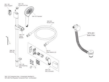 Mira Mode Next Gen Dual Bath Fill/Digital Shower - Pumped (1.1980.012) spares breakdown diagram