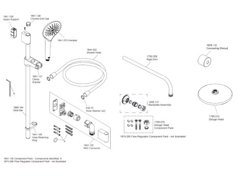 Mira Mode Next Gen Dual Rear Fed Digital Shower - High Pressure (1.1980.005) spares breakdown diagram