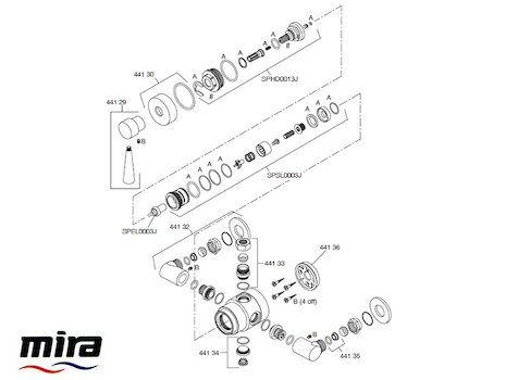 Mira Mode Exposed spares breakdown diagram