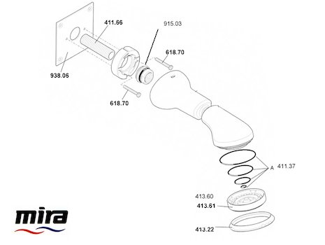 Mira Response RF7 BIR fixed shower head - chrome (1605.130) spares breakdown diagram