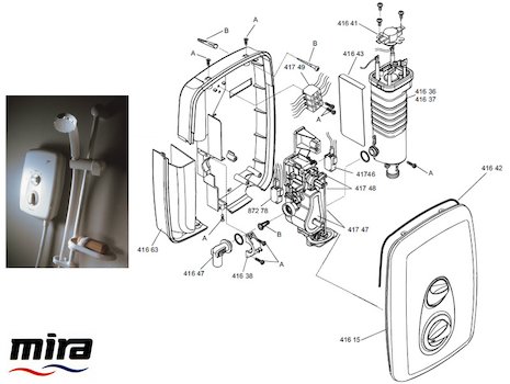 Mira Zest MK1 (1998-2004) spares breakdown diagram