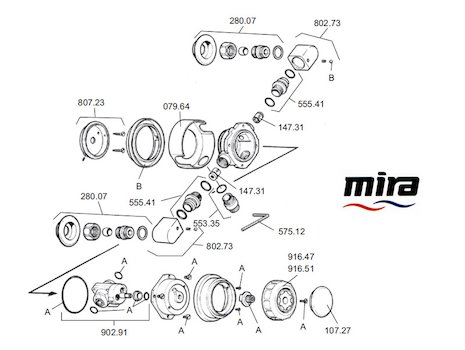 Mira 415 (1985-1991) spares breakdown diagram
