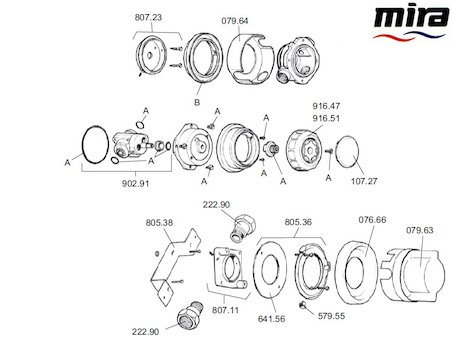 Mira 415 B (1985-1991) spares breakdown diagram