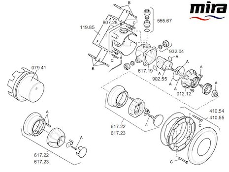 Mira 415 B (1993-2001) spares breakdown diagram