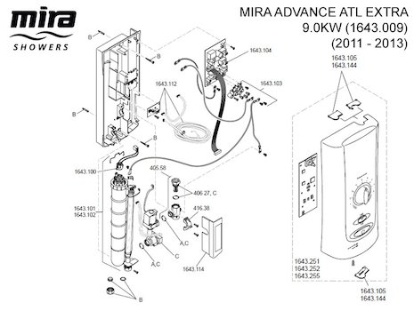 Mira Advance ATL Extra - 9.0kW (2011-2013) (1.1643.009) spares breakdown diagram