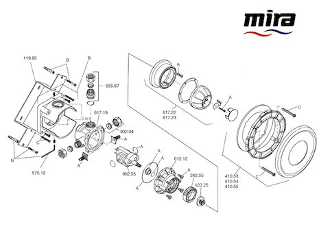 Mira Combiforce 415 BIV (1542.005) spares breakdown diagram