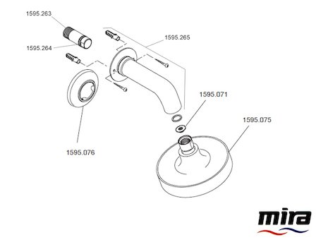 Mira Discovery BIR shower head spares breakdown diagram