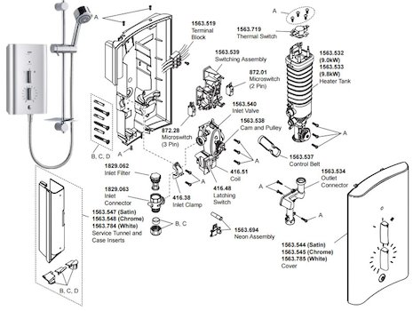 Mira Escape spares breakdown diagram