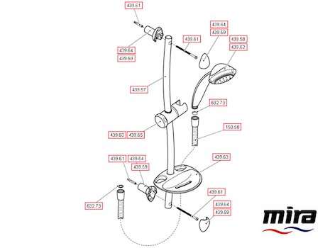 Mira Essentials fittings spares breakdown diagram