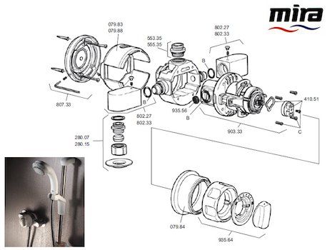 Mira Excel (1990-1996) spares breakdown diagram