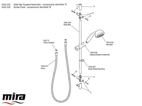 Mira L11 fittings spares breakdown diagram