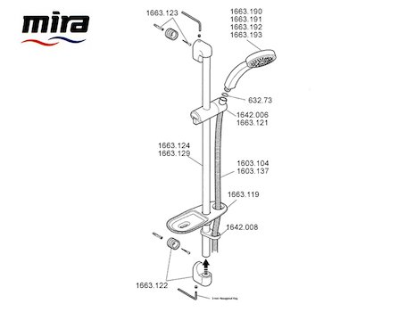 Mira L14A fittings spares breakdown diagram