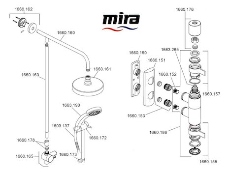 Mira Miniluxe ERD (1.1660.015) spares breakdown diagram