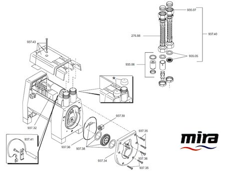 Mira PP2 1.4 bar single impellor positive head spares breakdown diagram