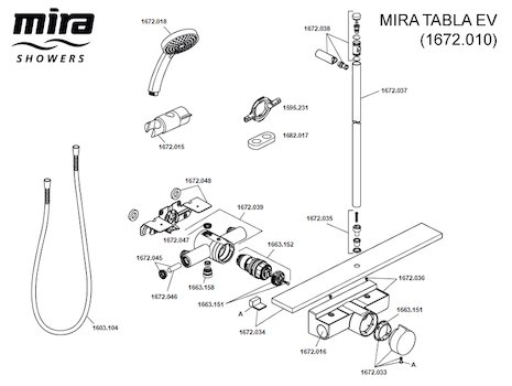 Mira Tabla EV (1672.010) spares breakdown diagram