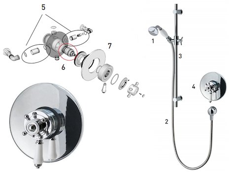 MX Atmos Traditional Concealed shower (HME) spares breakdown diagram