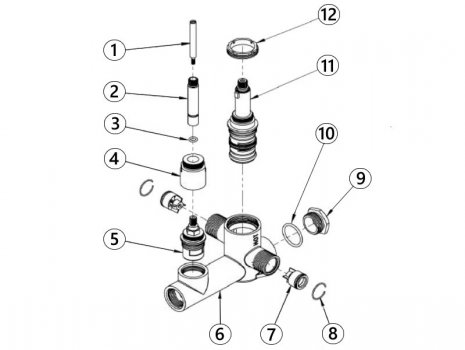 Imex Ceramics concealed twin valve (pura twin) spares breakdown diagram