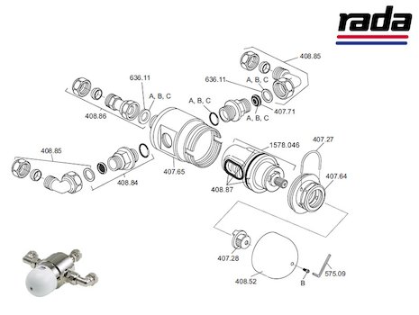 Rada 222-T3 DK (1.0.407.07.3) spares breakdown diagram