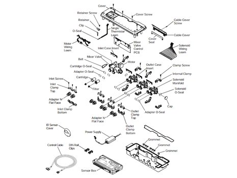 Rada Outlook - concealed digital thermostatic mixing valve and sensor box (1.1621.099) spares breakdown diagram