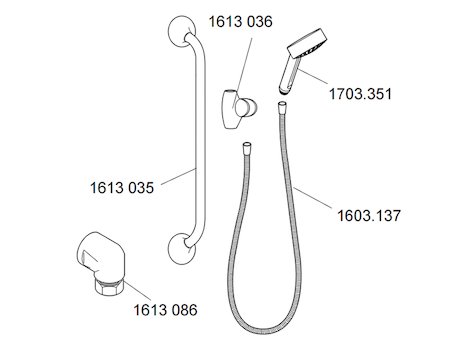 Rada PA-V8F shower panel assembly (1.1613.048) spares breakdown diagram