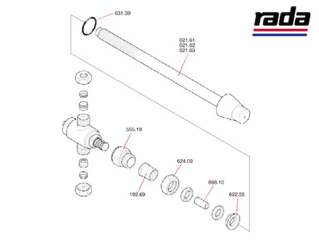 Rada TF31/3 through wall time flow control (1.0.095.03.1) spares breakdown diagram