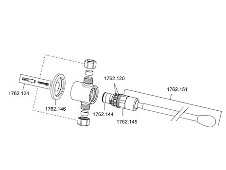 Rada TL 195 knee operated timed flow valve (2.1762.094) spares breakdown diagram