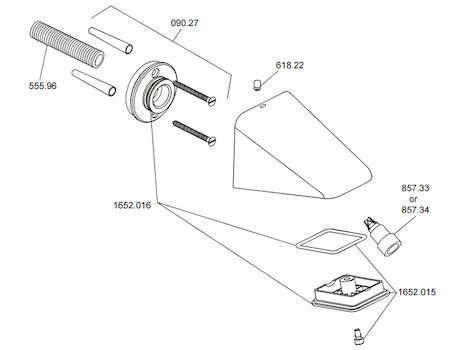 Rada VR2-RS vandal resistant shower head (2.1652.009) spares breakdown diagram