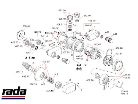 Rada 215 W/C/ZC spares breakdown diagram